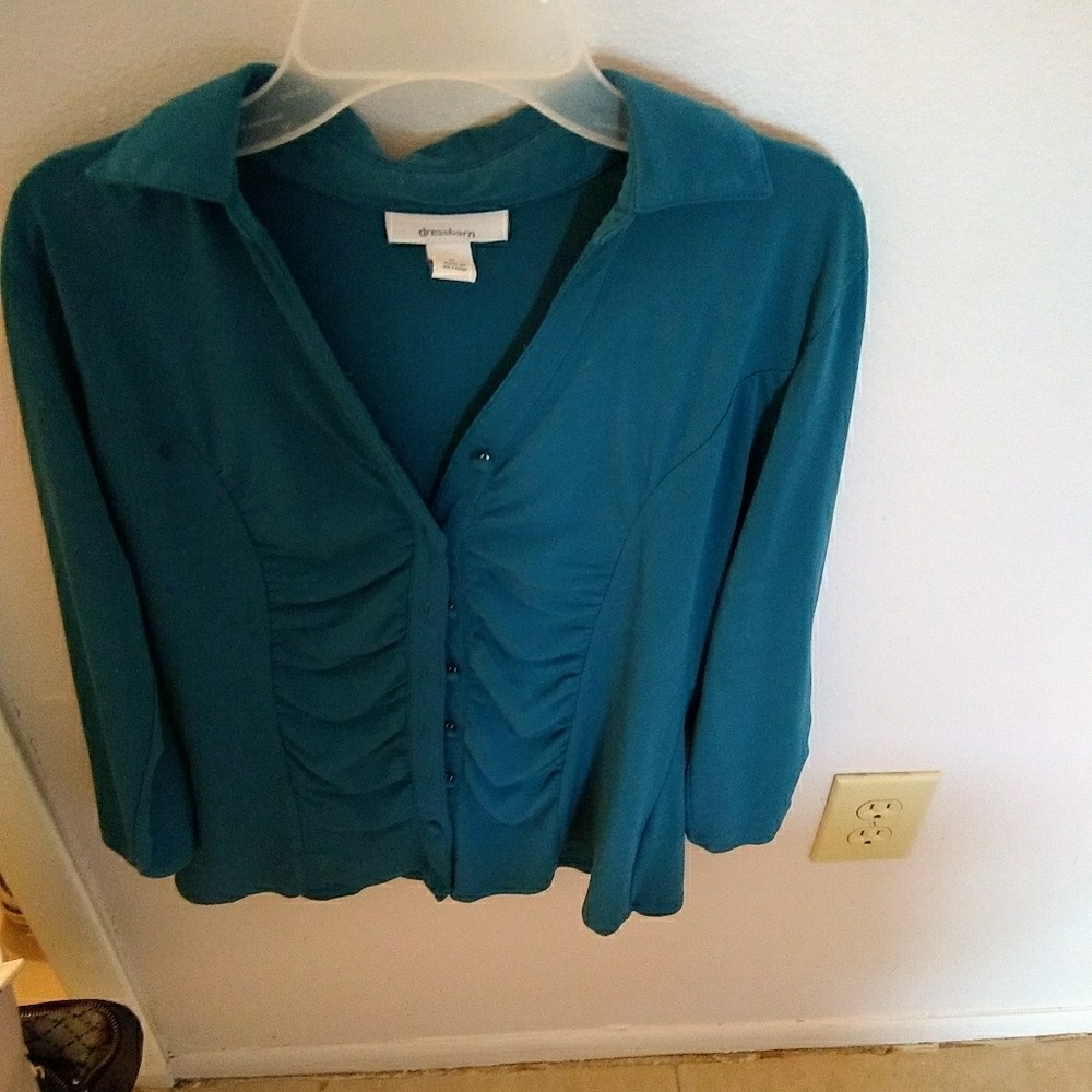 Hunter green blouse with ruching